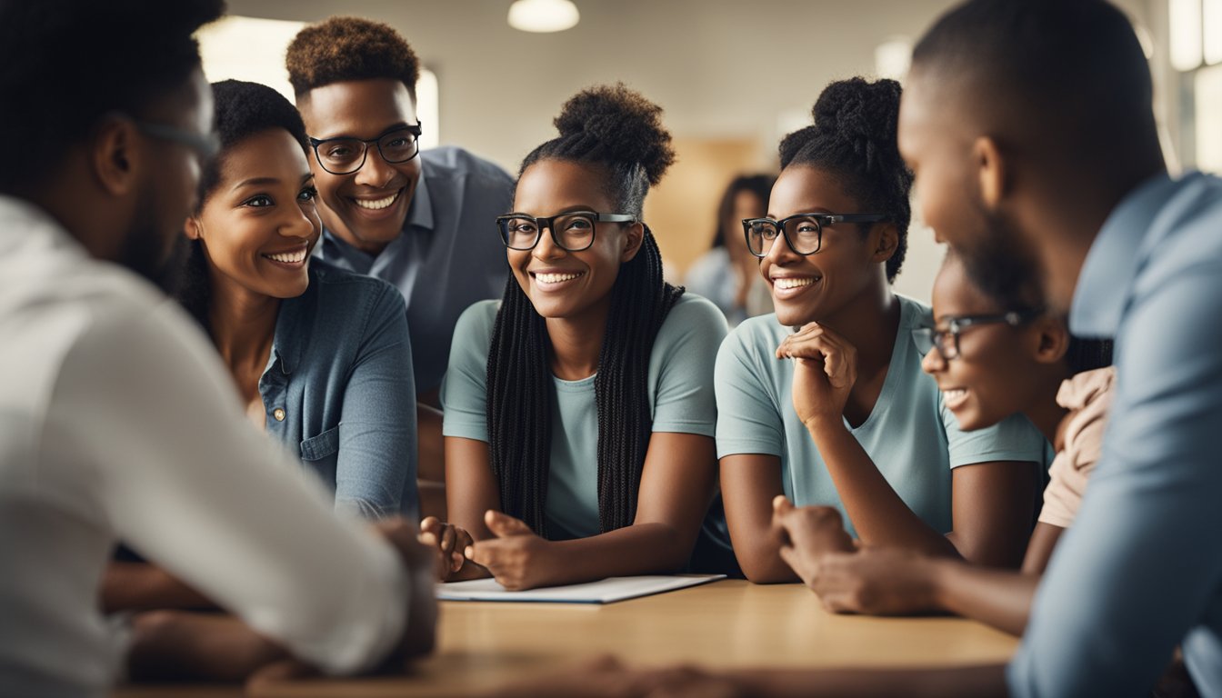 A group of parents and teachers gathered in a school setting, engaging in open dialogue and collaboration, with a focus on enhancing parental involvement in school life