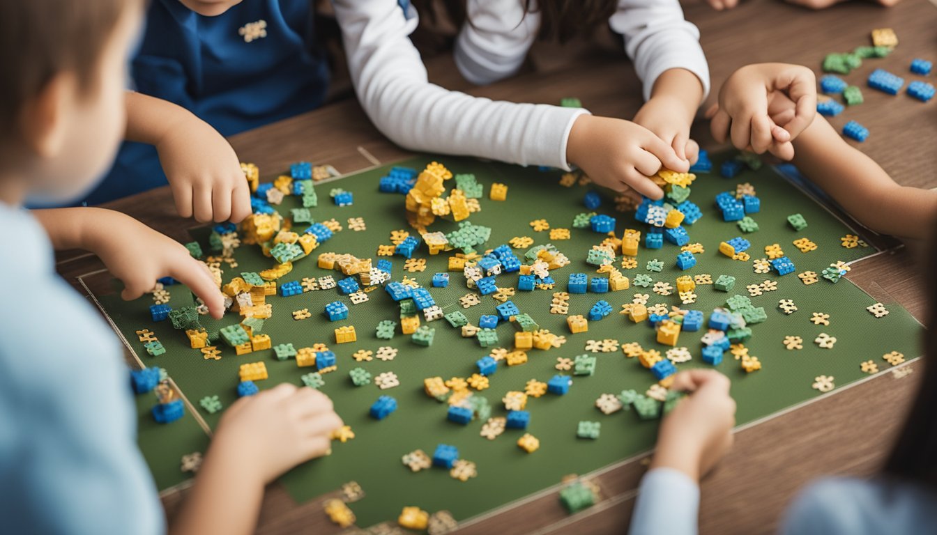 A group of children engaged in hands-on activities, puzzles, and games that promote problem-solving and critical thinking skills