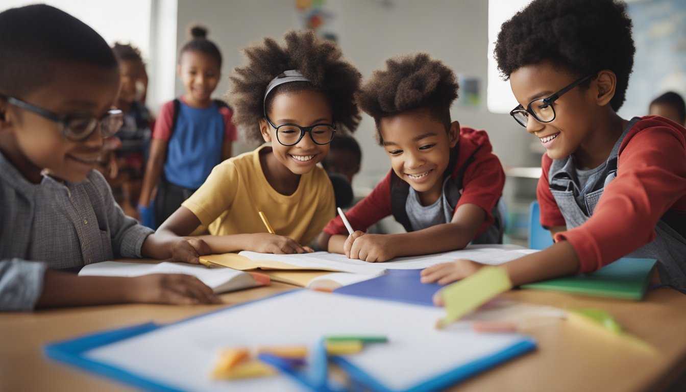 A group of diverse children engage in various learning activities such as reading, drawing, and building, each using different methods and tools