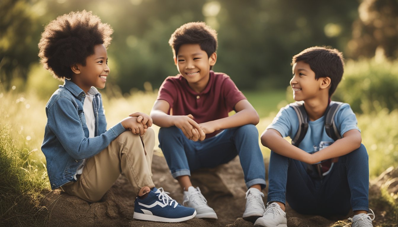 A group of children engaged in various activities, facing challenges with determination and perseverance, while adults provide guidance and support